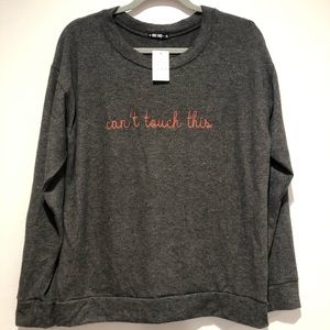 NEW Knit Riot Long Sleeve Lightweight Soft Sweater Can’t Touch This Large Gray